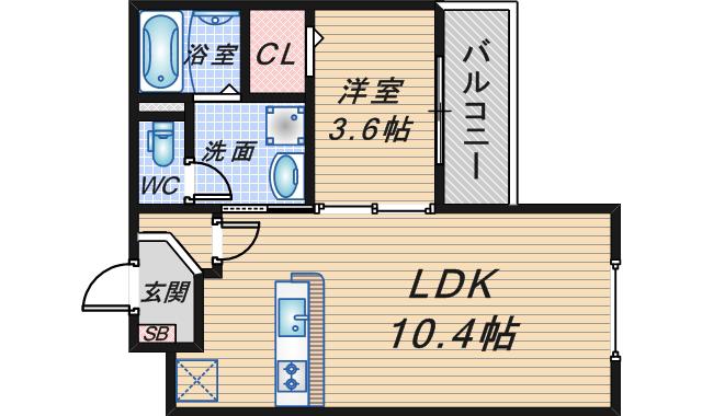 GRANDE REIZ(1LDK/4階)の間取り写真