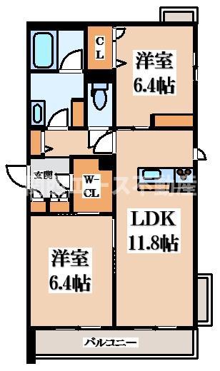 シャーメゾンアグレアーブル(2LDK/1階)の間取り写真