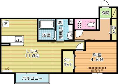 OASIS(1LDK/2階)の間取り写真