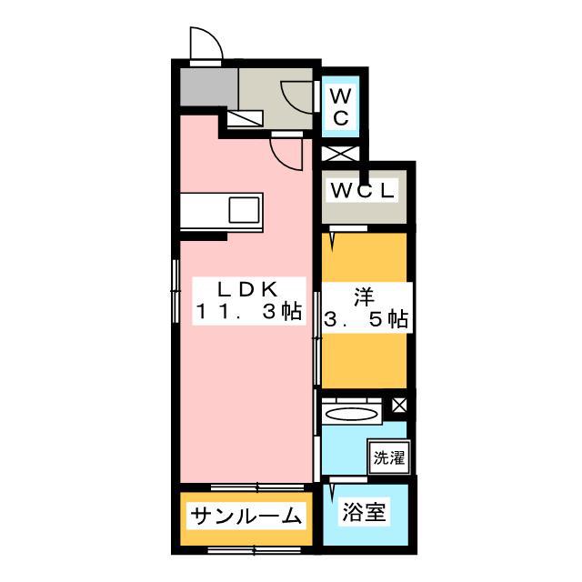 ワイズ アドニス III A(1LDK/1階)の間取り写真