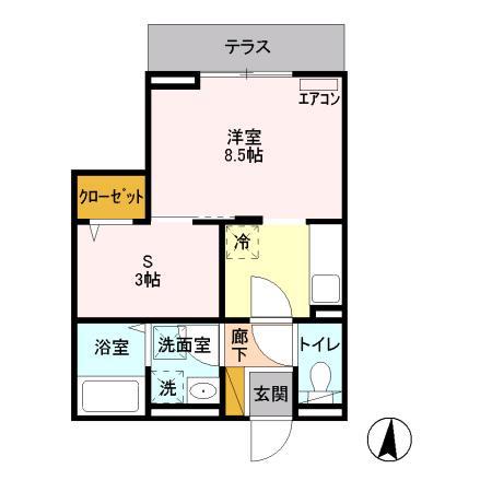 イーストパークサイド(1SK/1階)の間取り写真