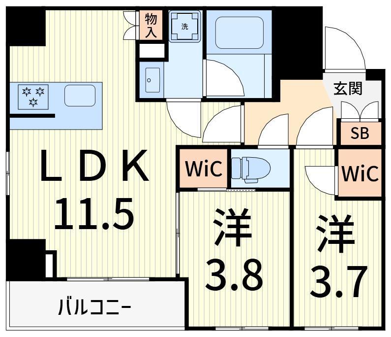 ステージグランデ亀有アジールコート(2LDK/2階)の間取り写真
