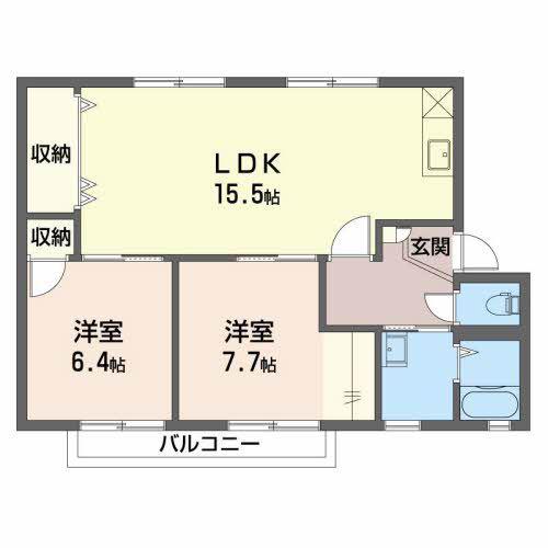 グリーンビレッジB(2LDK/2階)の間取り写真