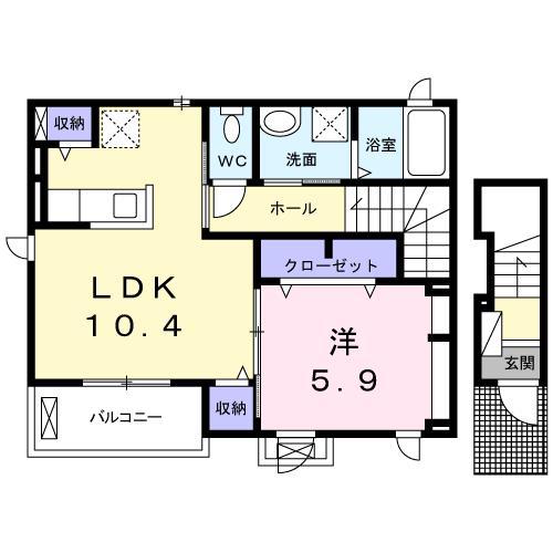 グランデ シーナI(1LDK/2階)の間取り写真