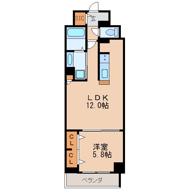 グランルクレ新栄イースト(1LDK/3階)の間取り写真