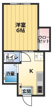 シエル豊中 I(1K/4階)の間取り写真