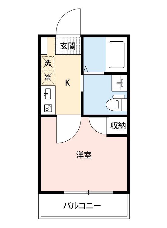 AMBITION西所沢(1K/1階)の間取り写真