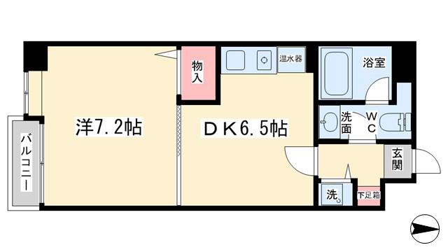 メロディーハイム富山丸の内(1DK/2階)の間取り写真