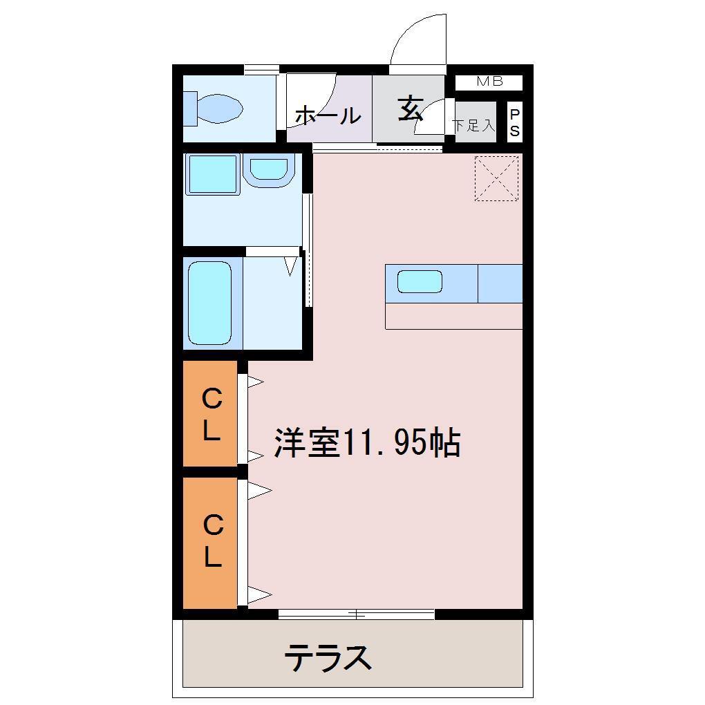 カーム宮永(ワンルーム/1階)の間取り写真
