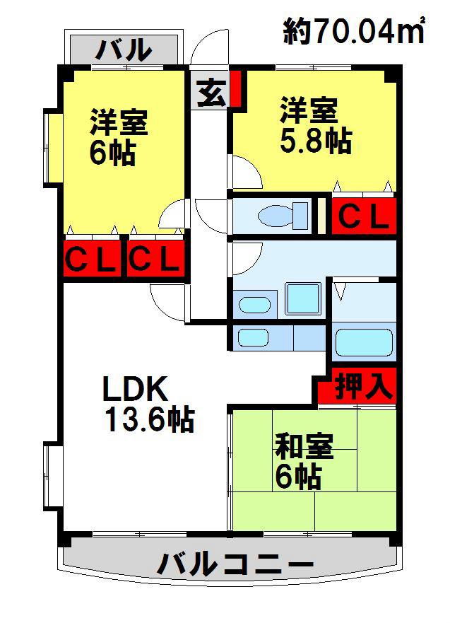 グランドゥール祥雲(3LDK/8階)の間取り写真