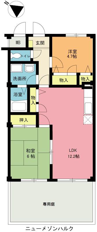 ニューメゾンハルク(2LDK/1階)の間取り写真