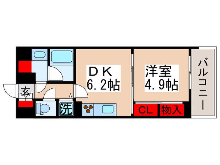 T.OBLDG1ST(1DK/3階)の間取り写真