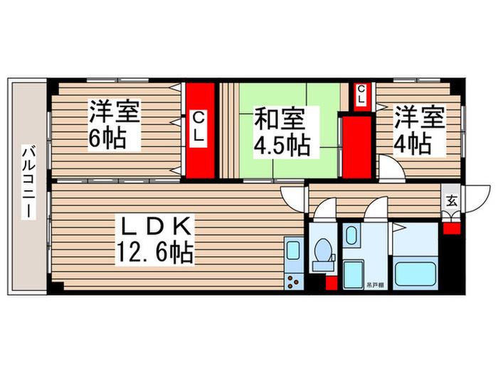 アクシーズグランデ越谷南(3LDK/2階)の間取り写真