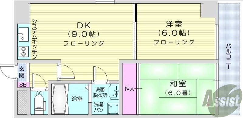 サンクレストぎんなん(2DK/3階)の間取り写真