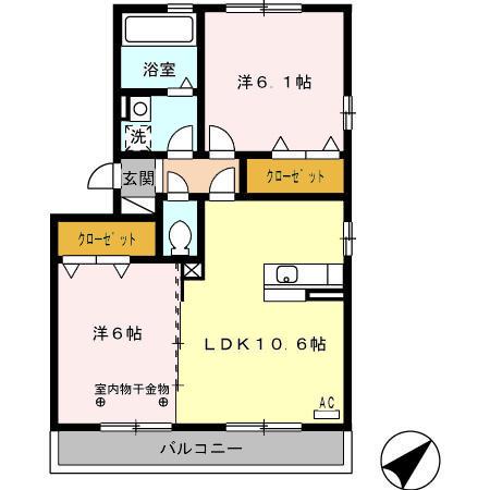 フォレスト(2LDK/3階)の間取り写真
