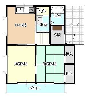 ドエル富塚(2DK/2階)の間取り写真