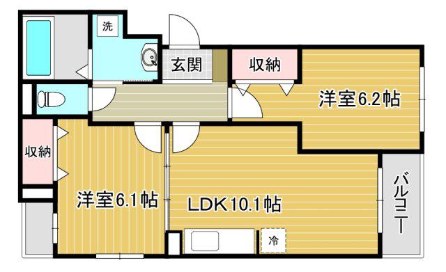 安満西の町 (2LDK/2階)の間取り写真