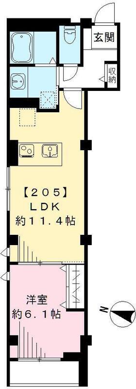 サウス SIDE 11(1LDK/2階)の間取り写真