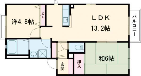 EFFECT府中(2LDK/1階)の間取り写真