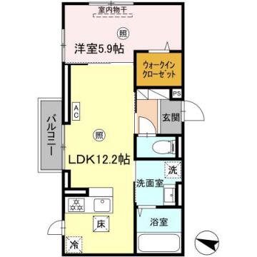 エスアンドティグレーススクエア(1LDK/1階)の間取り写真