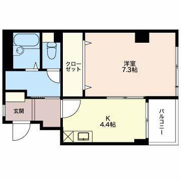 SALUTE(1K/3階)の間取り写真
