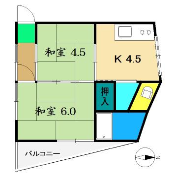 内田マンション(2K/3階)の間取り写真
