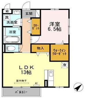 シャンテ御門(1LDK/3階)の間取り写真