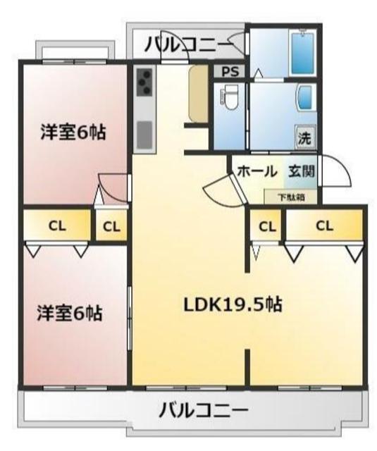 VILLAGE森の里A号棟(2LDK/1階)の間取り写真