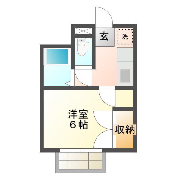 サイドハイツ(1K/2階)の間取り写真
