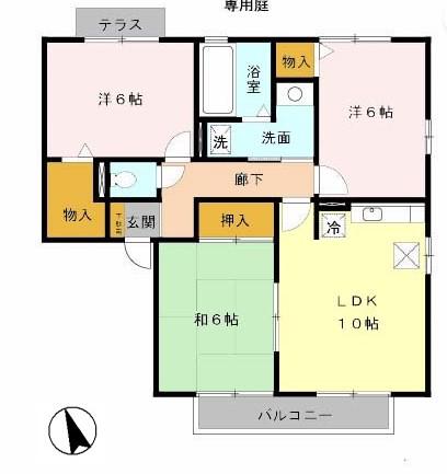 トワイライト(3LDK/1階)の間取り写真