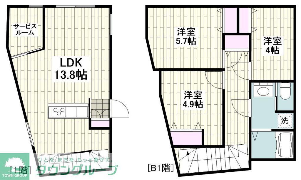 西小山レーベル(3LDK/1階)の間取り写真