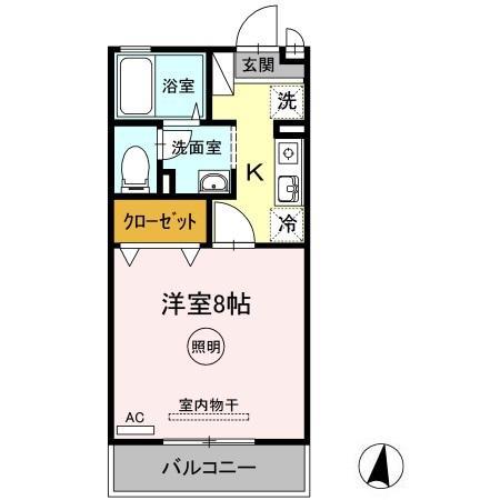 ベルシャトル A棟(1K/2階)の間取り写真