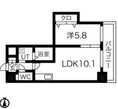 アルグラッド福島サウス(1LDK/14階)の間取り写真