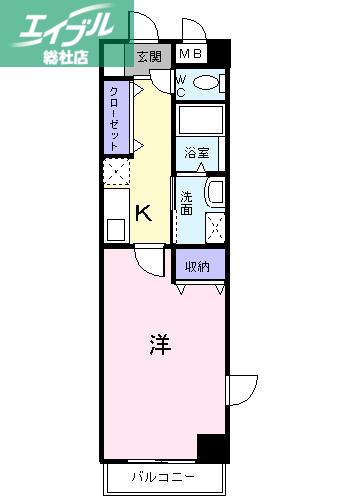 プリート カーサ(1K/4階)の間取り写真