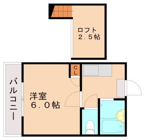 ドルチェII(1K/2階)の間取り写真