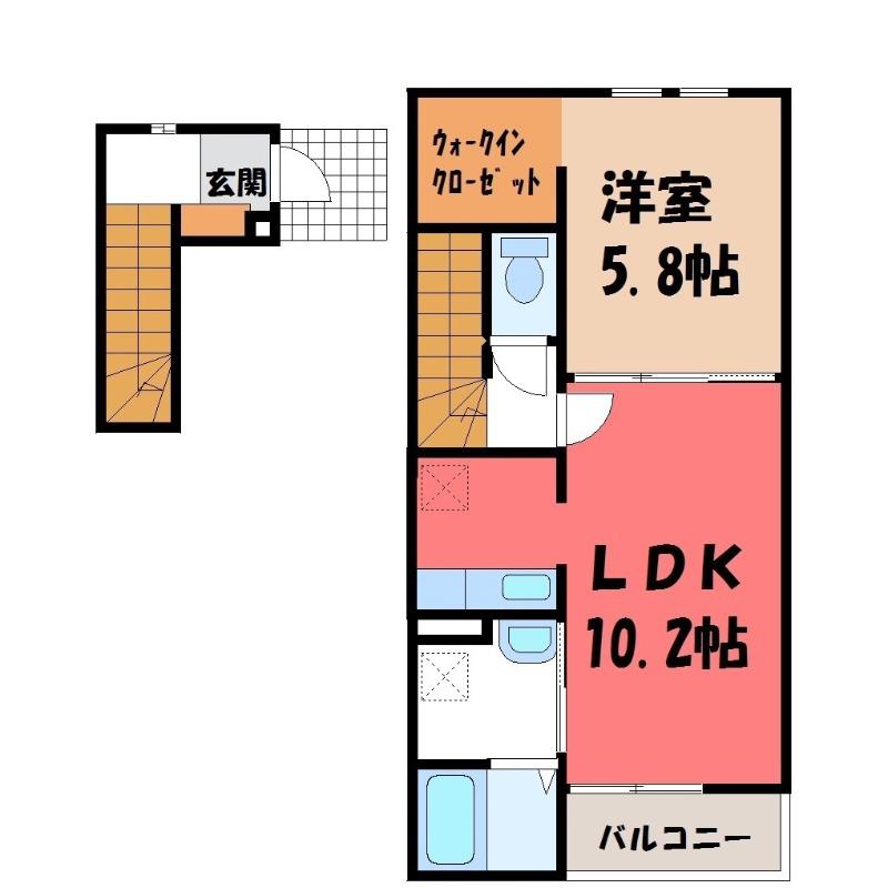 グランドF・LOGIE(1LDK/2階)の間取り写真