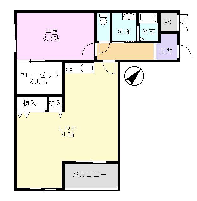 ベーシックマンションII(1LDK/3階)の間取り写真