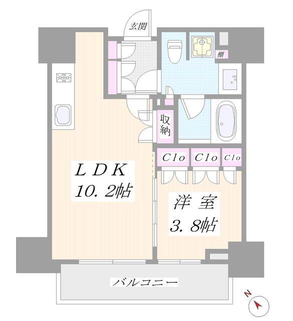 インプレストコア代官山(1LDK/8階)の間取り写真