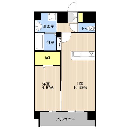 LIBTH南熊本駅(1LDK/10階)の間取り写真