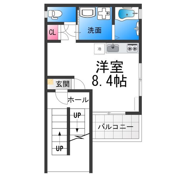 グランビア南半町西(ワンルーム/2階)の間取り写真
