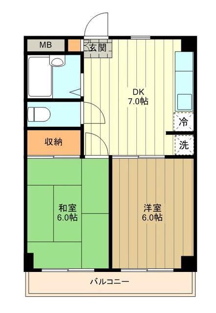 太陽マンション(2DK/3階)の間取り写真