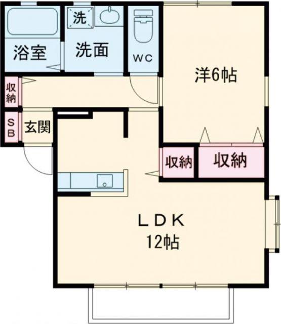 フローラルカーサA(1LDK/2階)の間取り写真