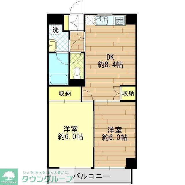 グレースハイムヌクイ(2DK/2階)の間取り写真