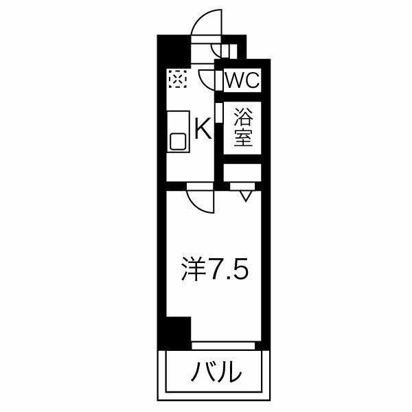 セントラルハイツ明野(1K/6階)の間取り写真