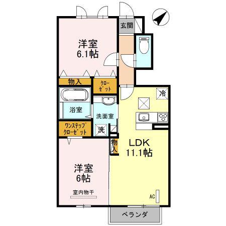 KIRALAA(2LDK/1階)の間取り写真