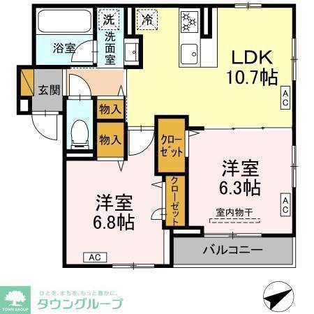 RESI NOIR(2LDK/2階)の間取り写真