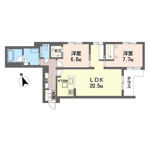 リシェス・ノワール下北沢(2LDK/1階)の間取り写真