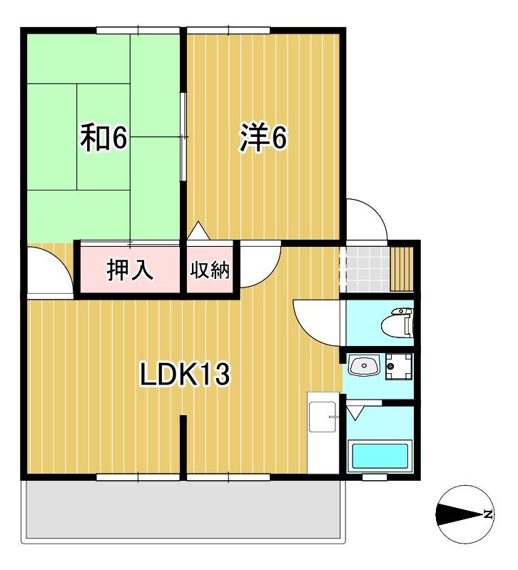 クイーンメアリー鷹(2LDK/2階)の間取り写真