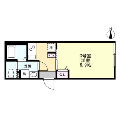 ベイルームハイム大和中央B(1K/1階)の間取り写真