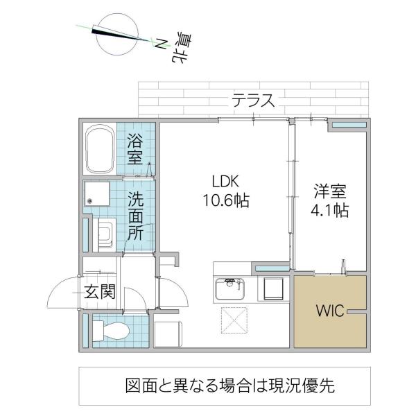 アヴニル城東(1LDK/1階)の間取り写真